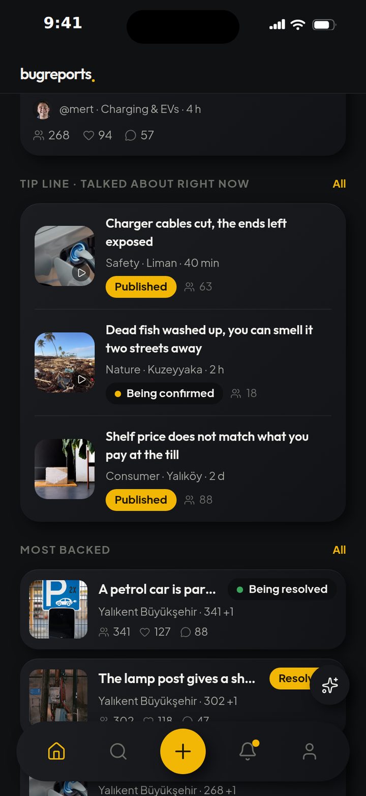 The tip line strip on the home screen