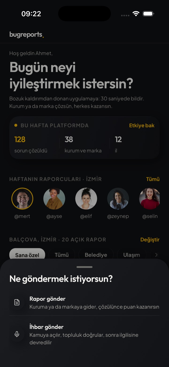 Rapor veya ihbar gönderim seçimi