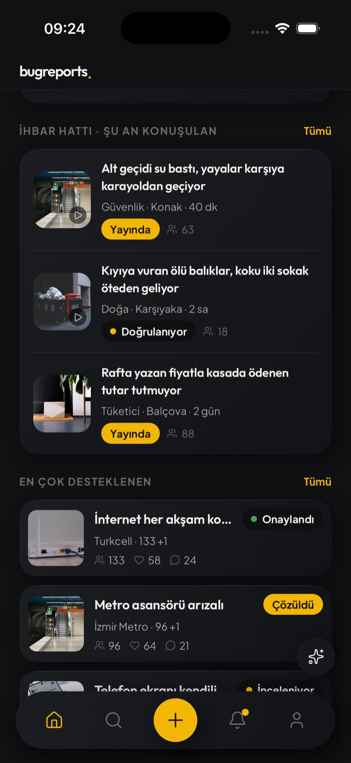 Ana sayfadaki ihbar hattı şeridi