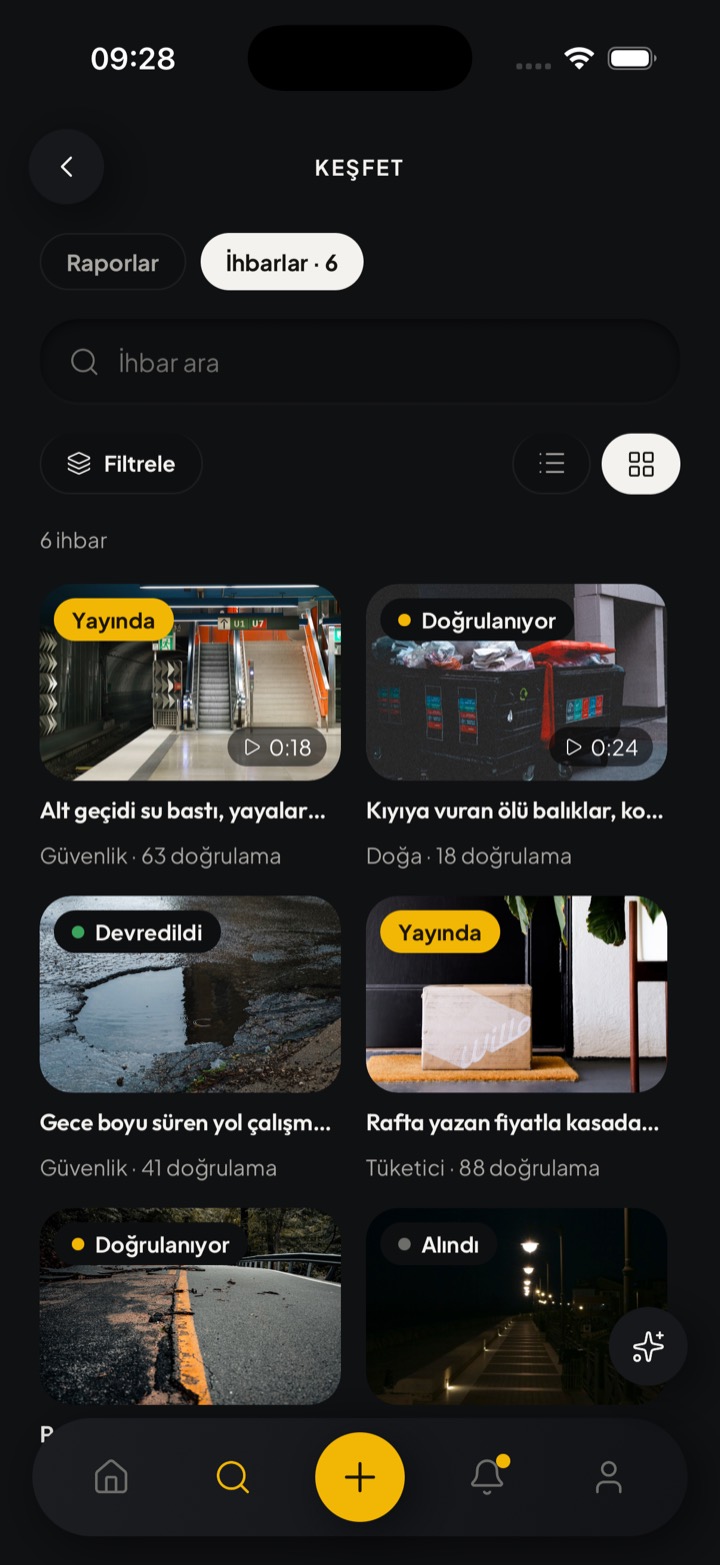 Topluluk keşfet ekranı